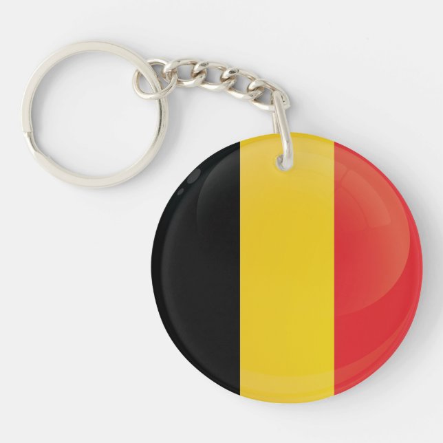 Porte-clefs Indicateur d'icône ronde Belgique (Devant)