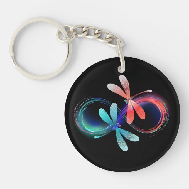 Porte-clefs Infini avec des libellules lumineuses (Devant)