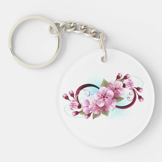 Porte-clefs Infinité avec les fleurs Sakura (Devant)