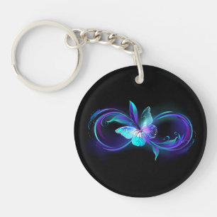 Porte-clefs Infinité brillante avec papillon magique