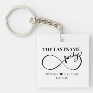 Porte-clefs Infinity Nom de famille personnalisé et date d'éta