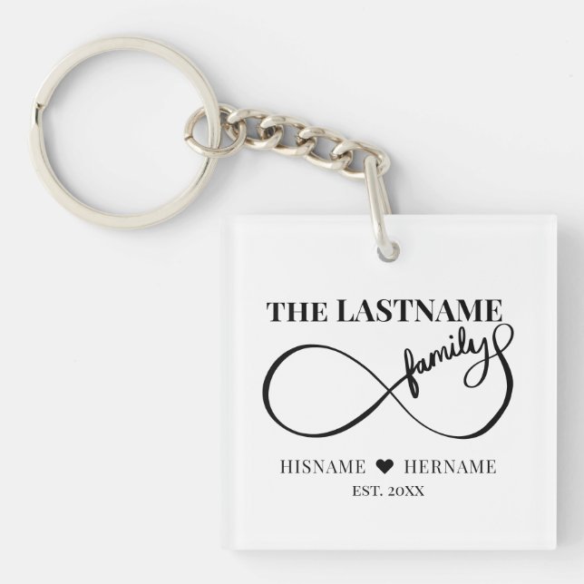 Porte-clefs Infinity Personalized Family Name and Est. Date (Devant)