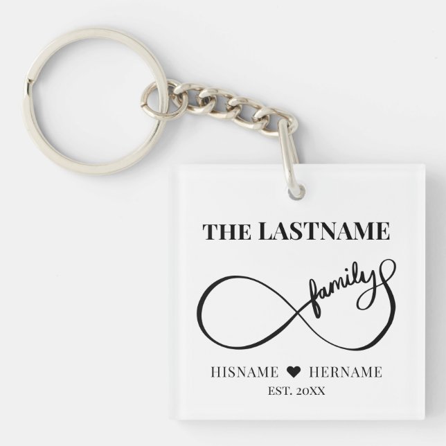 Porte-clefs Infinity Personalized Family Name and Est. Date (Devant)
