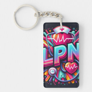 Porte-clefs Infirmière audacieuse et colorée Graphique néon Po