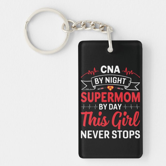 Porte-clefs Infirmière Cadeau CNA Par Supermom De Nuit (Devant)