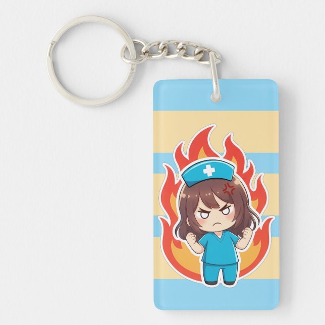 Porte-clefs Infirmière Chibi Originale 3.0 - En colère (Devant)