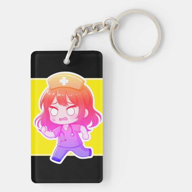 Porte-clefs Infirmière Chibi Originale - Le Shift Frénétique (Dos)