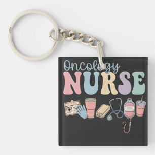 Porte-clefs Infirmière en oncologie colorée Rétro esthétique