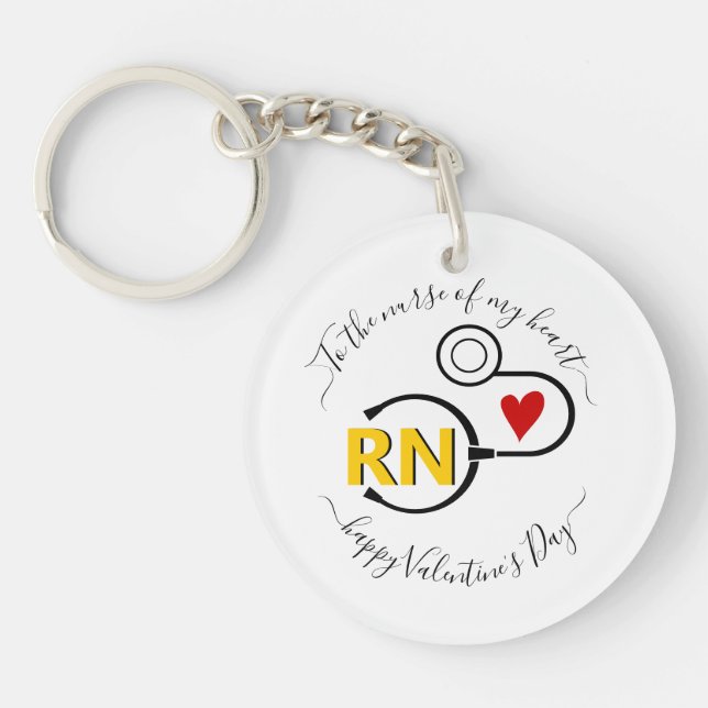 Porte-clefs Infirmière Valentines Jour stéthoscope jaune RN (Devant)