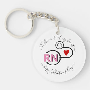 Porte-clefs Infirmière Valentines jour stéthoscope rose RN