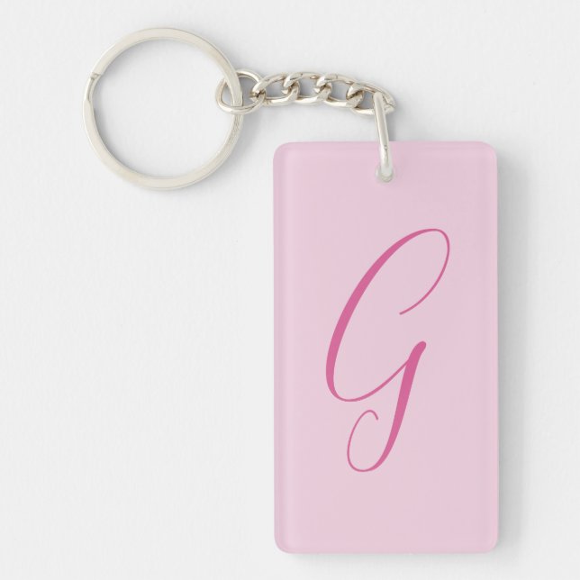 Porte-clefs Initial Letter Monogram Light Pink Plain Chic (Devant)