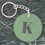 Porte-clefs Initial Letter | Monogram Modern Trendy Sage Green<br><div class="desc">Simple,  stylish custom initial letter monogram keychain in modern minimalist typography in dark gray on sage green. A perfect custom gift or accessory with a personal touch!</div>