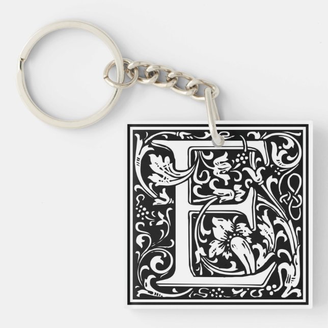 Porte-clefs Initiale décorative "E" de lettre (Devant)