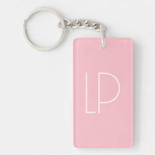 Porte-clefs Initiale moderne minimaliste élégante sur fond ros