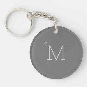 Porte-clefs Initiale personnalisée   Gris minimal