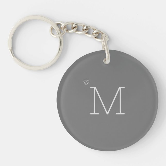 Porte-clefs Initiale personnalisée | Gris minimal (Devant)