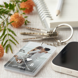 Porte-clefs Initiales de couple élégantes personnalisées Cœur 