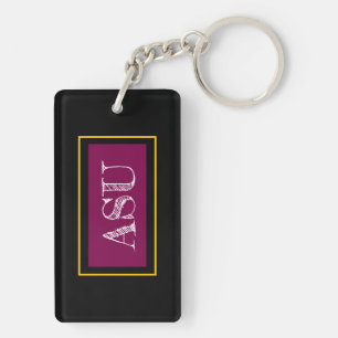 Porte-clefs INITIALES DE L'École Équipe Couleurs Grad Fun