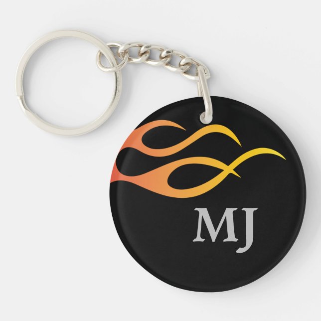 Porte-clefs Initiales de monogramme de moto avec la flamme (Devant)