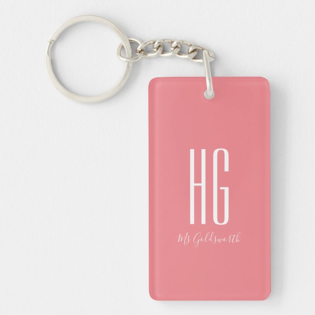 Porte-clefs Initiales de monogramme personnalisées Nom Rose Co (Devant)
