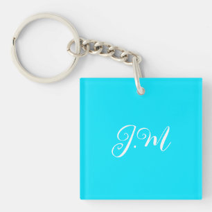 Porte-clefs Initiales de nom couleur bleue néon fluorescente s