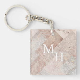 Porte-clefs Initiales en pierre marbrées