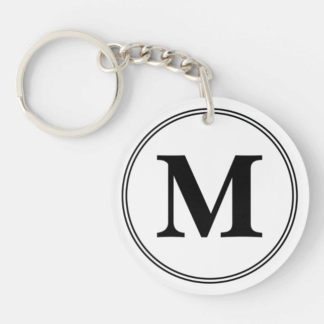 Porte-clefs Initiales monogrammes simples noir et blanc (Devant)