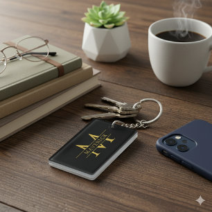 Porte-clefs Initiales Personnalisées de Nom en Acrylique Éléga