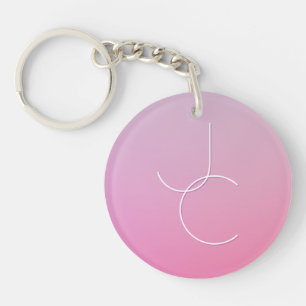 Porte-clefs Initiales superposées Modern 2 Ombre rose
