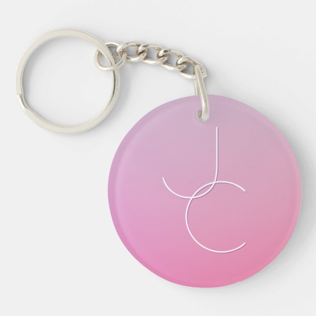 Porte-clefs Initiales superposées Modern 2 | Ombre rose (Devant)