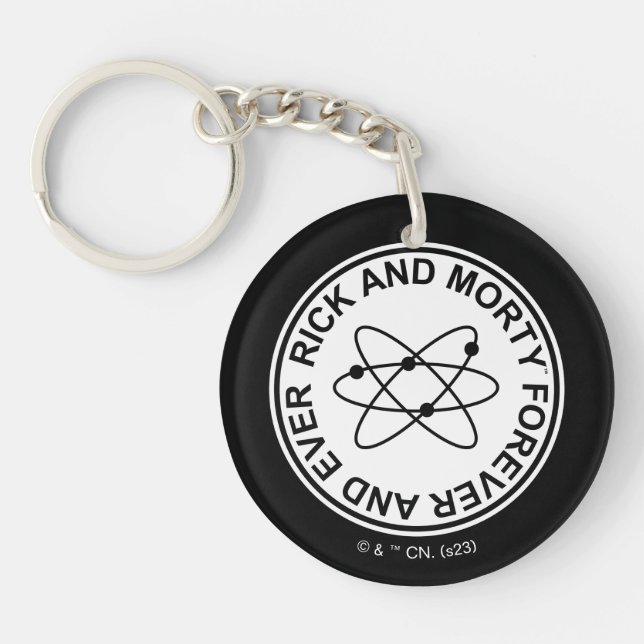 Porte-clefs Insigne atomique Rick et Morty pour toujours et ja (Devant)