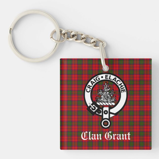Porte-clefs Insigne de Clan Grant et Tartan  (Devant)