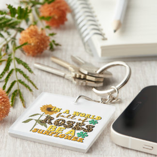 Porte-clefs Inspiration Be a Sunflower Wordart Porte - clé
