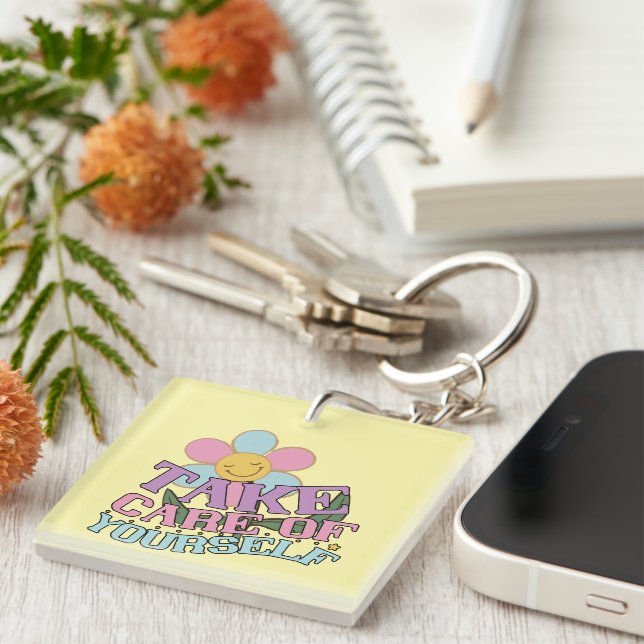Porte-clefs Inspiration Prendre soin Wordart (Devant Droit)