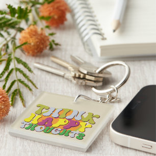 Porte-clefs Inspirational Happy Thoughts Wordart Porte - clé