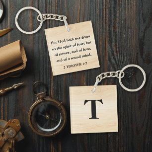 Porte-clefs Inspirational Verse 2Timothée 1:7 Monogramme perso