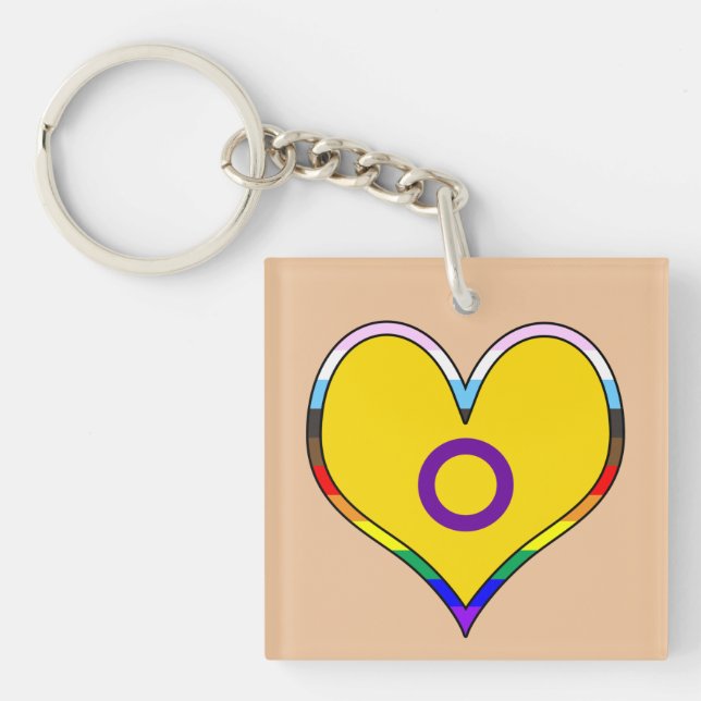 Porte-clefs Intersex Pride Heart Keychain (Devant)