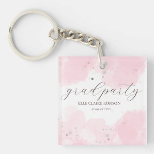 Porte-clefs invitation à la fête de graduation rose Elegance