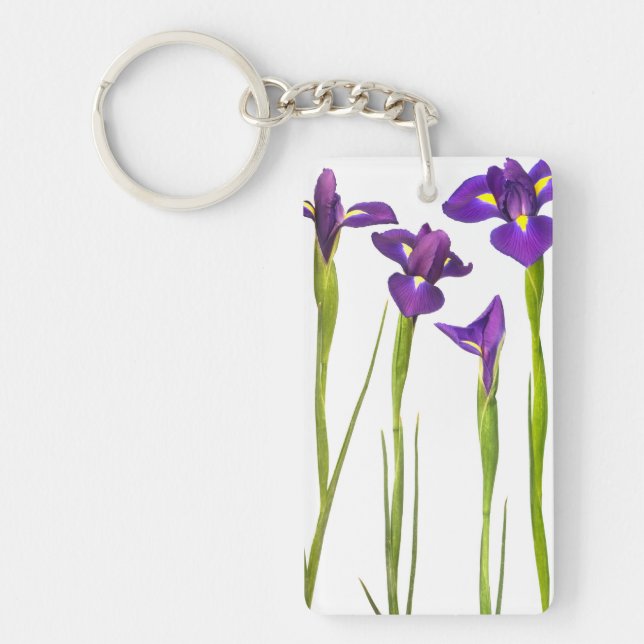Porte-clefs Iris pourpres - modèle customisé par fleur d'iris (Devant)