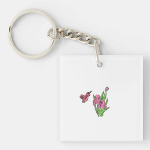 Porte-clefs Iris rose