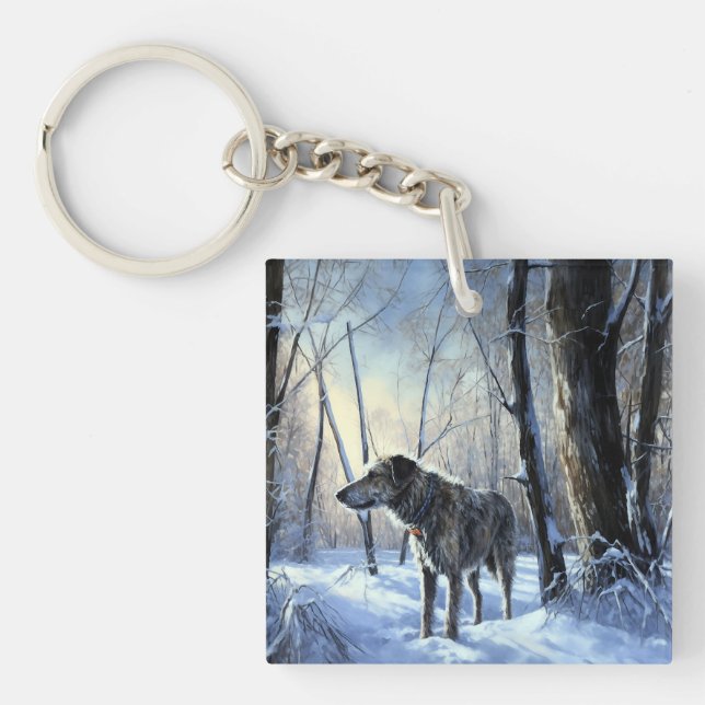 Porte-clefs Irish Wolfhop Laisser neiger Noël (Devant)