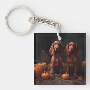 Porte-clefs Irlandais Red Setter Chiot Automne Citrouille de p