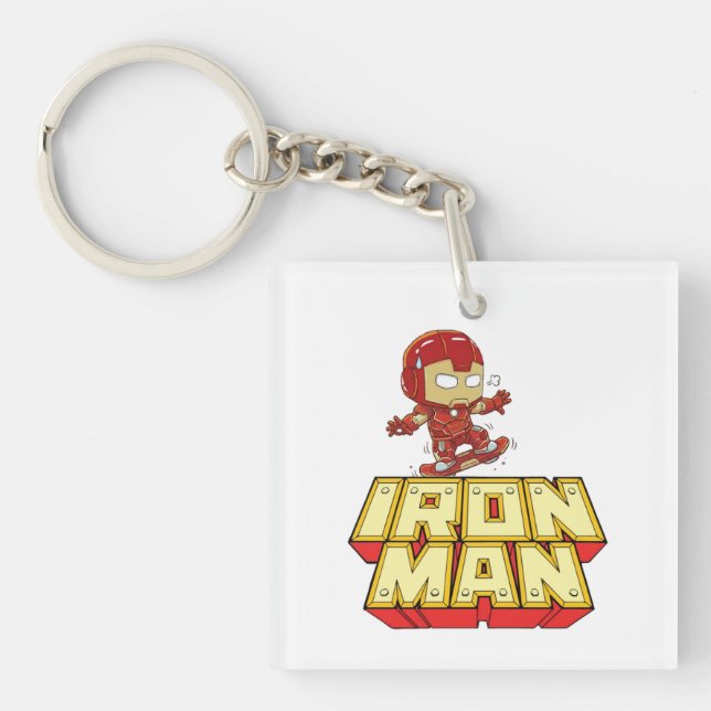 Porte-clefs Iron Man Chibi Skateboard Ridicule  (Devant)