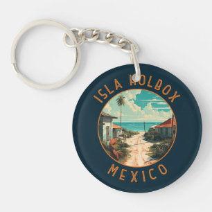 Porte-clefs Isla Holbox Mexique Travel Art Vintage