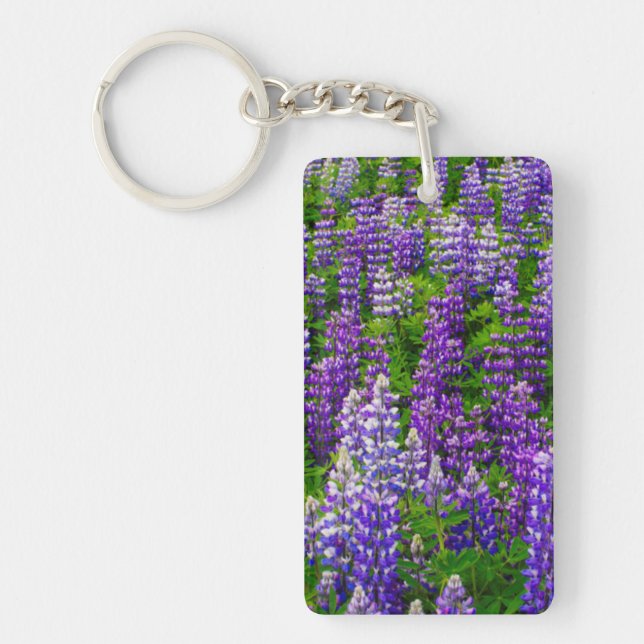Porte-clefs Islande. Vik i Myrdal. Champ de lupins (Devant)