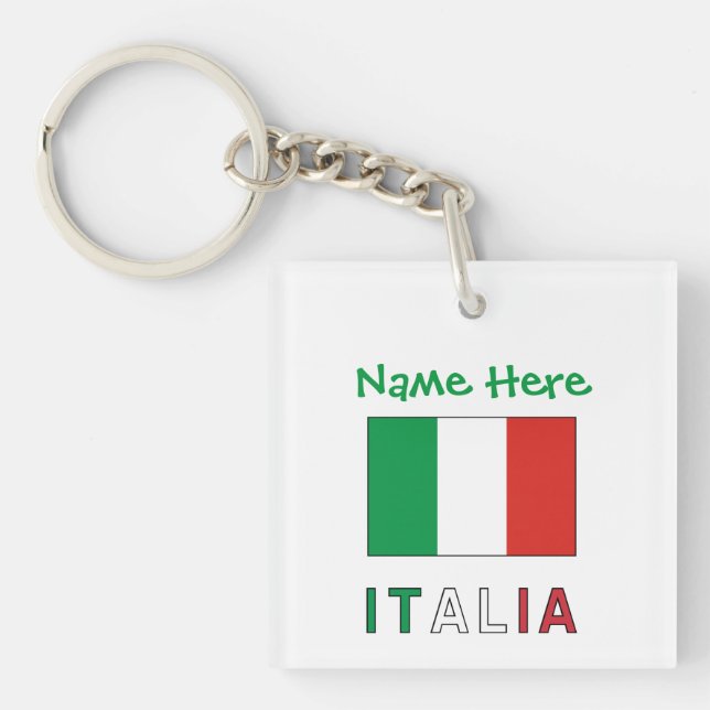 Porte-clefs Italia e Bandiera Italiana Personnalisation verte (Devant)