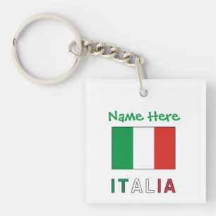 Porte-clefs Italia et Drapeau Italien Personnalisation Verte 