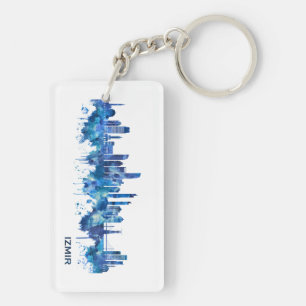 Porte-clefs Izmir Turquie Skyline bleu