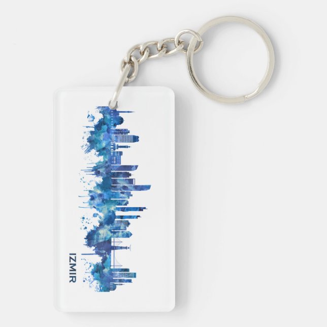 Porte-clefs Izmir Turquie Skyline bleu (Dos)