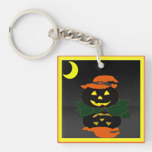 Porte-clefs Jack-o'-lantern et sa réflexion -